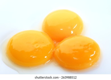 Macro Egg Yolks On A White Plate Studio