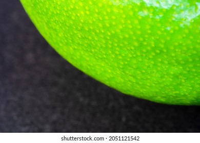 Macro Fruit: Zest Of Lime, Ultra Close Up, Horizontal Format, Black Background