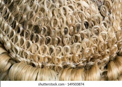 Macro image of an authentic horsehair judge's wig