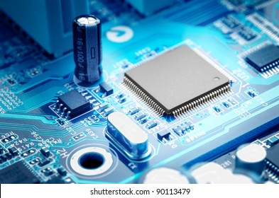 Macro Image Electronic Circuit Board With Processor