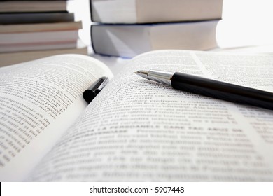 Macro image of an opened book