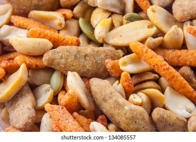 Macro Image Of Trail Mix Snack Food.