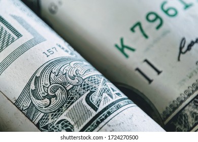 Macro image a United States Dollars USD Note or Bank note close up with selective focus. Business/Finance concept.