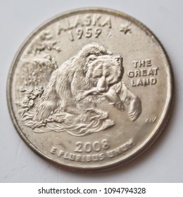 Macro Image Of The US Quarter Of Alaska