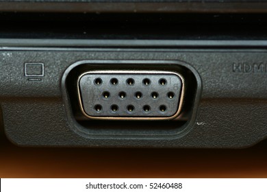 A Macro Image Of A VGA Port On A Laptop