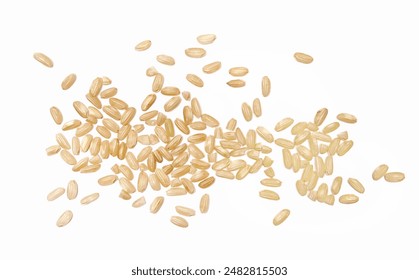 Macro integral rice pile isolated on white background, top view
