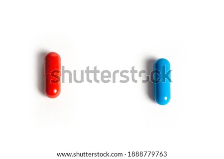 Macro of medicine capsules on white background