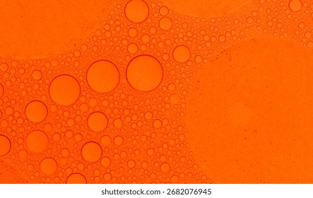 Macro microscope Red bubble texture, Close-up Green bubbles and drops oil background . blue green water bubbles, close up Red oil drop for cosmetic