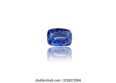 Macro Mineral Faceted Sapphire Stone On A White Background Close-up