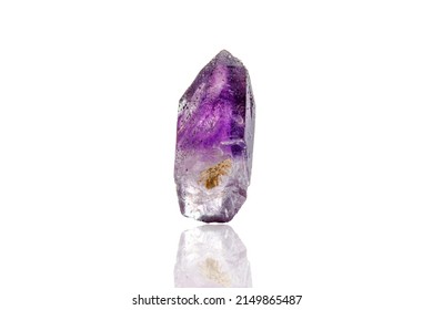 Macro Mineral Stone Amethyst On A White Background Close-up