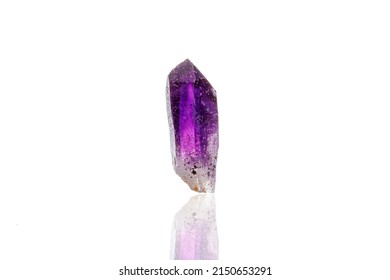 Macro Mineral Stone Amethyst On A White Background Close-up