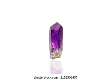 Macro Mineral Stone Amethyst On A White Background Close-up