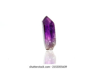 Macro Mineral Stone Amethyst On A White Background Close-up