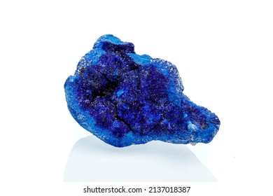 Macro Mineral Stone Azurite On A White Background Close-up