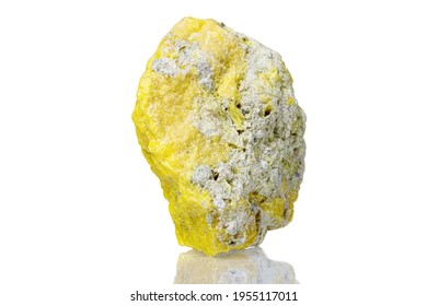 Macro Mineral Stone Sulfur On A White Background Close-up