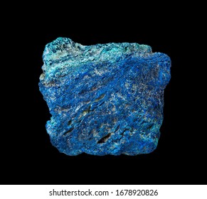 Macro of natural mineral rock specimen of raw azurite stone isolated on a black background. Ore azurite semiprecious geological crystal. - Shutterstock ID 1678920826