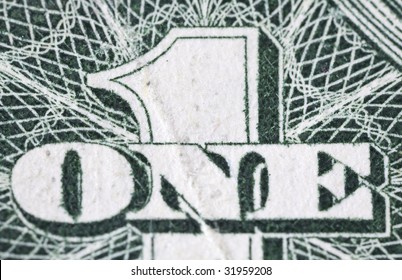 Macro Of One Dollar Bill Back