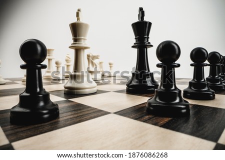 Macro photo of chess pieces on a chess board