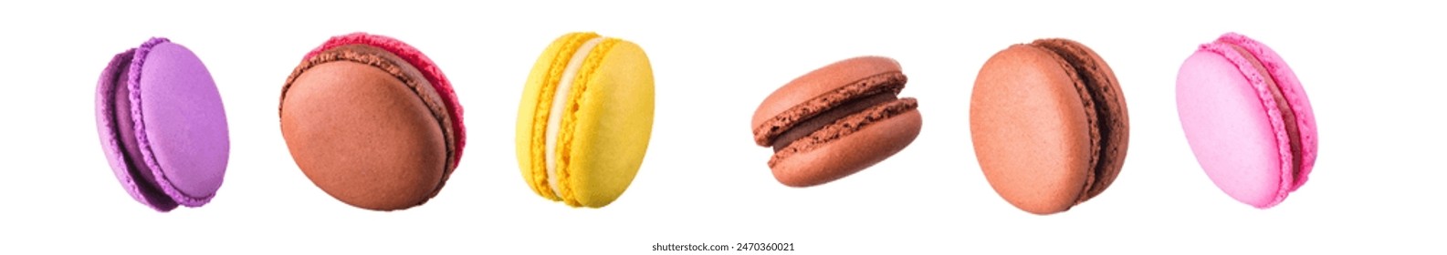 Macro photo of french caramel macaroon isolated on white background. - Powered by Shutterstock