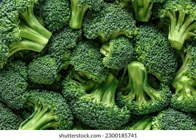 Macro photo green fresh vegetable broccoli. Fresh green broccoli on a black stone table.Broccoli vegetable is full of vitamin.Vegetables for diet and healthy eating.Organic food. - Shutterstock ID 2300185741