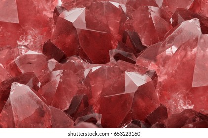 macro photo of red ruby crystals background