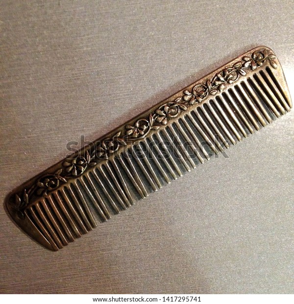 Macro Photo Silver Antique Old Comb 