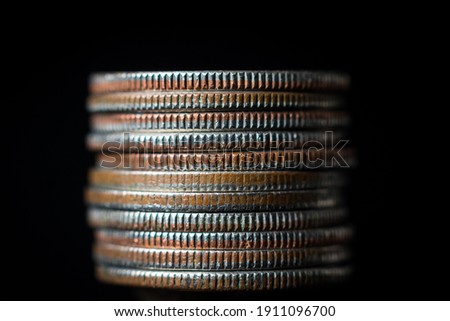 Macro photo of a stack of US dimes