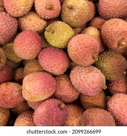 Macro Photo Ychee Fruit. Stock Photo Lichi Fruit Background