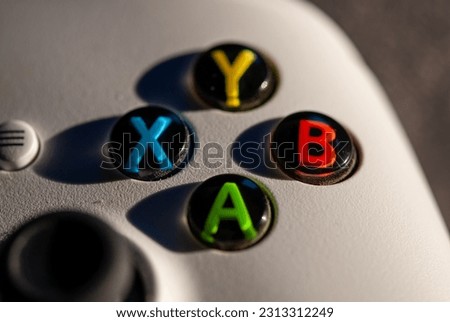 macro photograph of a gaming controller.