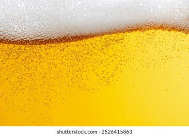 Macro photography of beer and beer bubbles. 