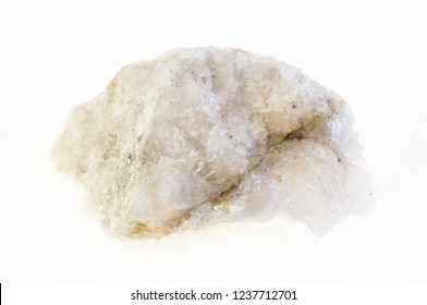 Macro Photography Of Natural Mineral From Geological Collection - Scheelite Iode (tungsten Ore) In Raw Stone On White Background