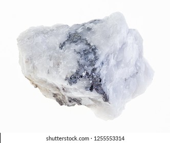 Macro Photography Of Natural Mineral From Geological Collection - Vein Of Wolframite (ore Of Tungsten) In Raw Stone On White Background