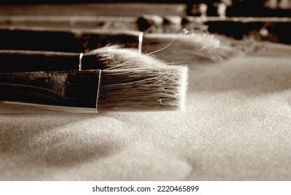 Macro Photography Of Paint Brushes Canvases