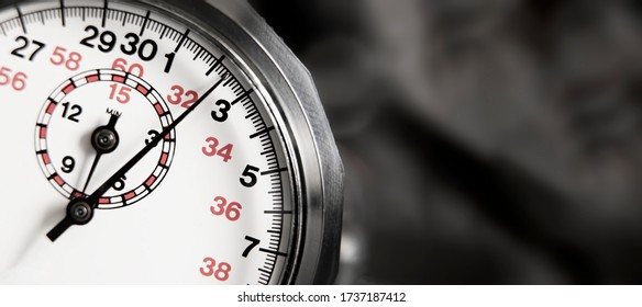 Macro photography stopwatch with black and red numbers