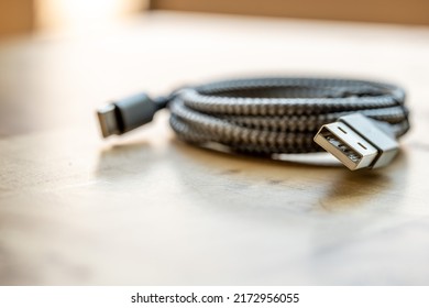 Macro Photography Of A USB C Cable