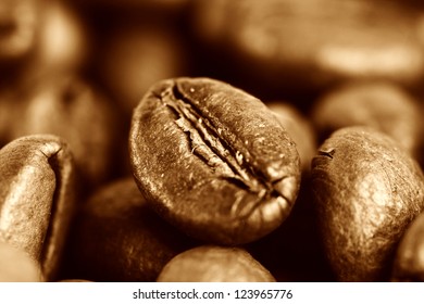 Macro picture of coffee beans. - Shutterstock ID 123965776