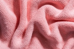 Macro Pink Knitting Texture Texture,Coral Knit Textures. Blur Ribbed Sweater. Seamless Needlework. Lilac Scandinavian Print. Pastel Knitted Wool Texture. Sweater Cable.