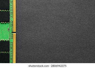 Macro RAM Memory Isolated Along Edge of Black Paper Texture
