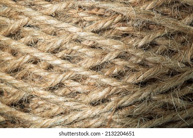 Macro Rope Texture,Hemp Cord, Jute Twine Texture Background, Skein Of Jute Twine Close Up