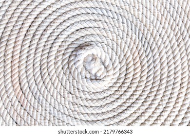 Macro Rope,Super Close Up Of A Thick Rope In Shape Of A Spiral,Photo Of An Old Vintage Rope. Natural Warm Light