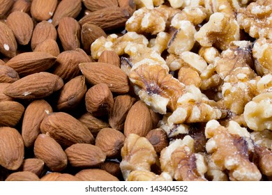 Macro Of Shelled Walnuts  And Almonds