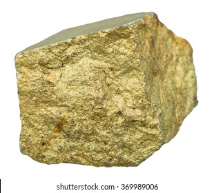 macro shooting of collection natural rock - Brass-yellow Chalcopyrite mineral stone isolated on white background - Shutterstock ID 369989006