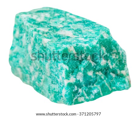 macro shooting of collection natural rock - amazonite (amazon stone) mineral stone isolated on white background