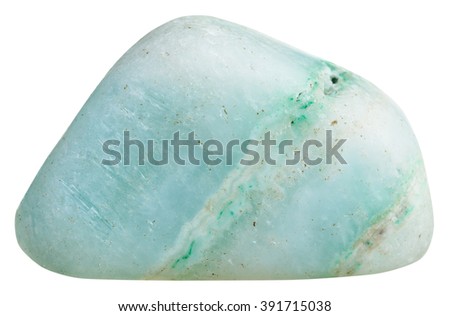 macro shooting of natural gemstone - polished green Aragonite mineral gem stone isolated on white background