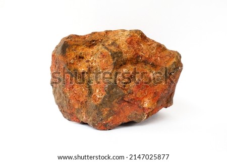 Macro shooting specimen Hematite rock isolated on white background.