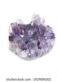 Macro Shot Amethyst Crystal On White Background