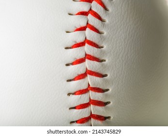 Macro Shot. Baseball Details. Minimalism. There Are No People In The Photo. Professional And Amateur Sports, Training, Healthy Lifestyle.