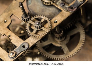 Macro Shot Of The Clock Mechanism.