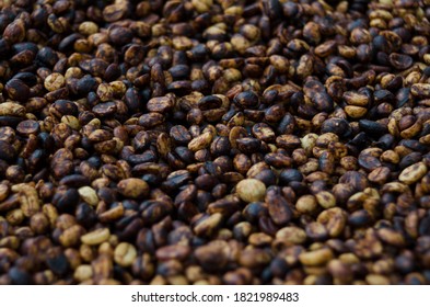 Macro Shot Of Coffee Beans Black Honey Processed