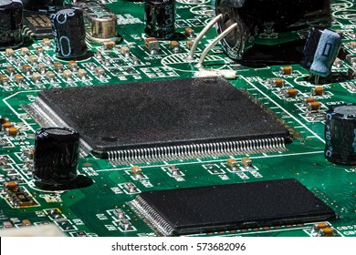 Macro shot of electronic components.